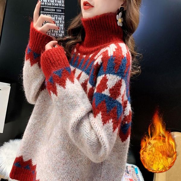 

women's sweaters women 2022 autumn winter turtleneck sweater female warm long sleeve knitted ladies casual loose pullovers i149, White;black