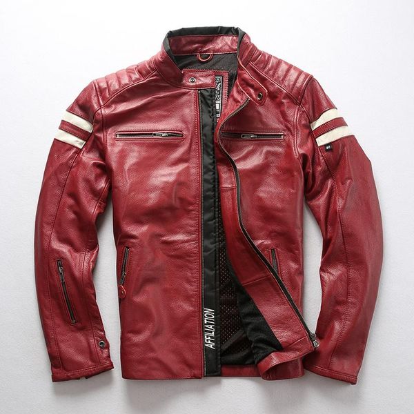 

men's leather & faux streetwear 100% genuine real cow coat men spring autumn jacket man clothes 2021 moto biker, Black