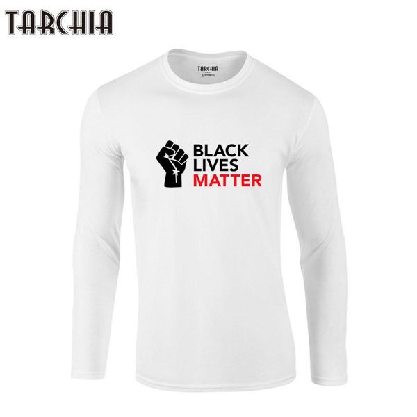 

men's t-shirts tarchia 2021 arrived fashion black lives matter long sleeve male t shirt tshirt t-shirt 100% cotton plus size homme, White;black