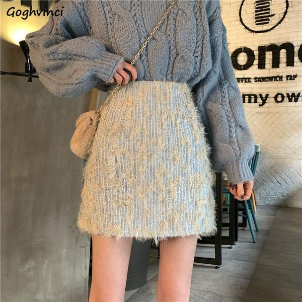 

skirts women mini tassel chic fashion a-line autumn winter all-match ladies slender korean style elegant stylish ins faldas, Black