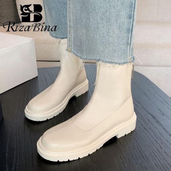 

boots rizabina ankle for women casual shoes 2022 arrival zipper solid color daily all-match female footwear size 34-4, Black