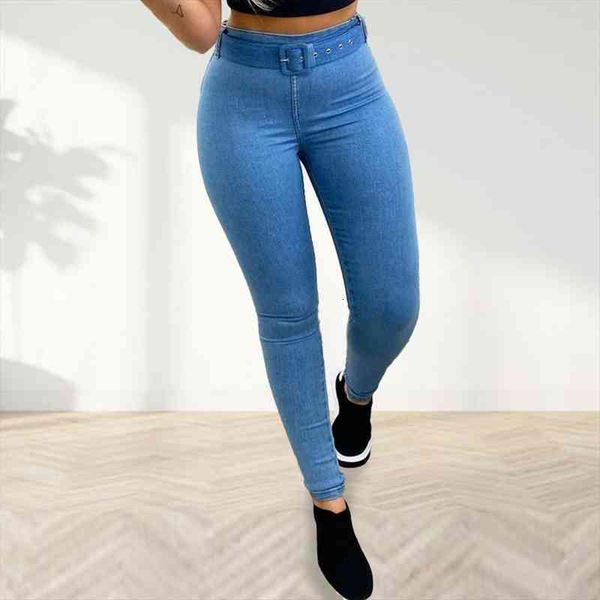 

women pants solid color high waist ankle-length elastic waist removable belt pencil pants high lady jeans streetwear, Black;white