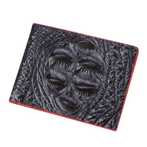 

wallets men layer cowhide car id card holder leather crocodile pattern driver's license fashion men's coin purse #bl4, Red;black