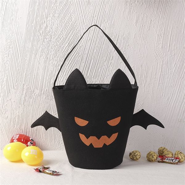 Festival Eimertasche Partybevorzugung Halloween Leinwand Süßigkeiten Ornamente Kürbis Handtaschen Gelb Schwarz Geist Hexe 8 8zs Q2