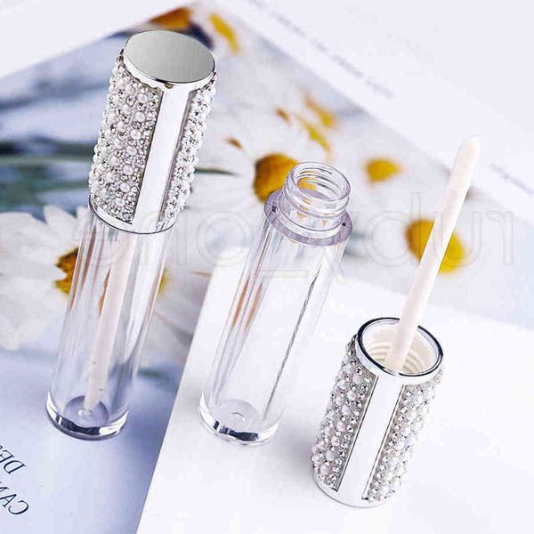 

5ml diamond empty round lip gloss tube high grade clear plastic lip gloss containers filling bottle cosmetic packaging container wholesale