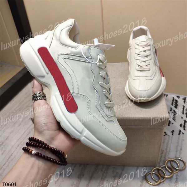 

classic womens mens rhyton casual shoes vintage platform dad sneaker strawberry mouth printed trainers shoe chaussures 35-45, Black