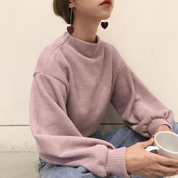 

women's sweaters half turtleneck fairy sweater for women spring and autumn 2021 loose korean style trendy ins idle bf all-match thin to, White;black