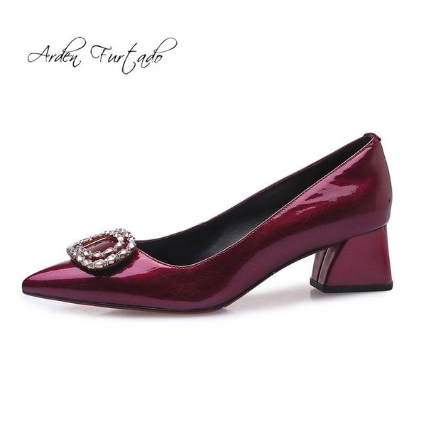 

dress shoes arden furtado summer 2021 fashion women's pointed toe chunky heels royalblue blue pumps red elegant burgundy, Black
