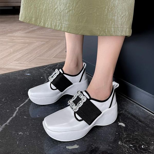 

dress shoes women platform square toe heels black loafers party for wedges leather designer 2021 fashion