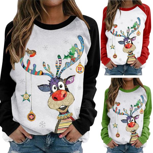 

men's hoodies & sweatshirts women sweatshirt christmas cat printed pullover autumn casual long sleeve o-neck loose hoodie fashion ladie, Black