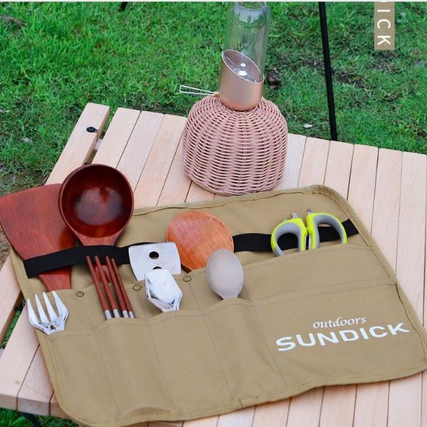

storage bags picnic cookware set portable barbecue hanging mountain customers tableware