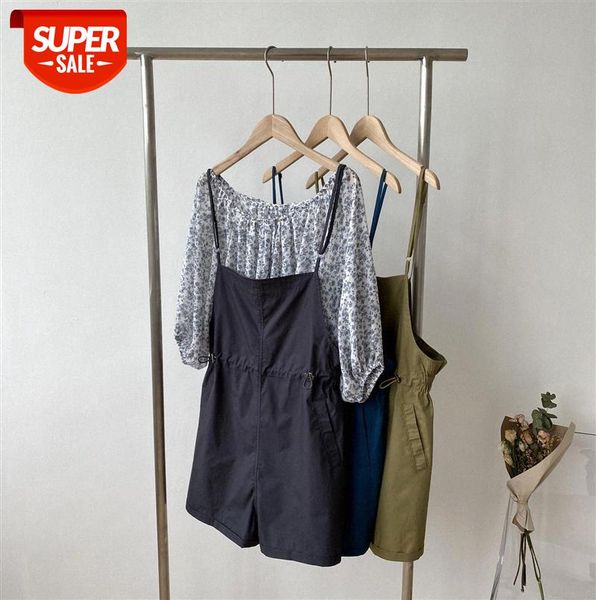 

zhi chenxi thin loose and one-piece wide-leg bib shorts women 1790 #n23x, Black;gray