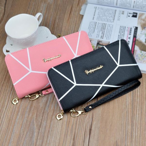 

wallets women long clutch wallet large capacity coin pocket card female purse phone brand pu leather designer tq44, Red;black