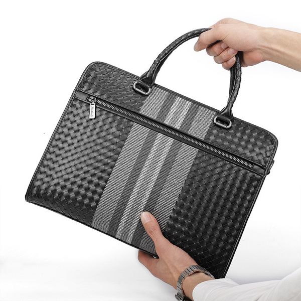

briefcases embroidered woven handbag men's briefcase business computer one shoulder messenger bag