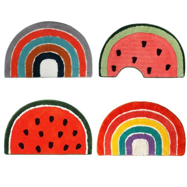 

bath mats half round cartoon pattern bathroom mat room decor doorway floor carpet super soft absorbent hallway toilet rug washable