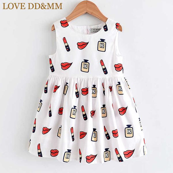 LOVE DDMM Abiti per ragazze Estate Abbigliamento per bambini Moda per ragazze Labbra stampate complete Rossetto Abito senza schienale per principessa Vest 210715