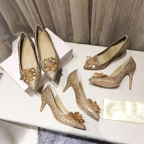 

dress shoes female shoe elegant classic style party women rhinestone decor genuine leather pointed toe high middle heel, Black