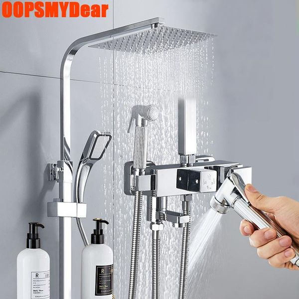 

bathroom shower sets cold system thermostatic digital set wall mount stainless steel square head bath faucet spa rainfall