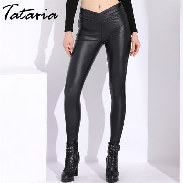 

1black skinny leather pants women autunm winter pu faux velvet with high waist woman trousers stretch pencil 210514, Black;white