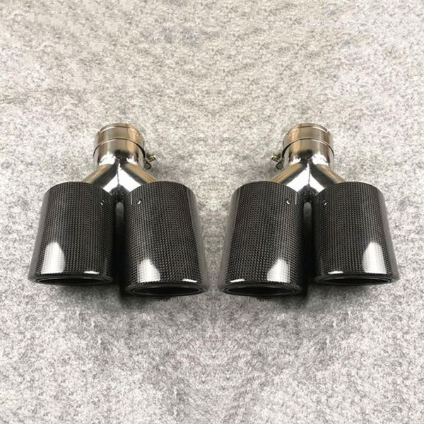 

motorcycle exhaust system one pair car styling y model dual carbon fiber pipe for akrapovic muffler tip glossy black universal nozzles