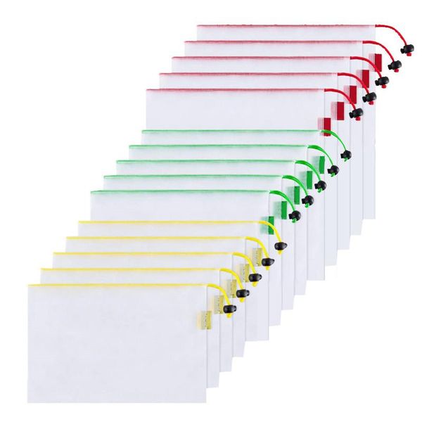 

hanging baskets 15pcs/lot 3 size storage bags fruit vegetable washable mesh for shopping toys sundries organizer 0814#