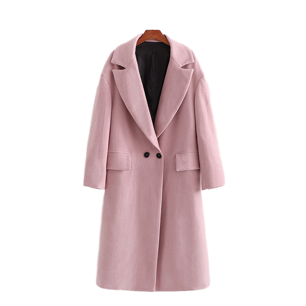

streetwear women pink overcoat 2021 fashion ladies turn down collar outercoat sweet female pocket long coat chic girl coats women's woo, Black