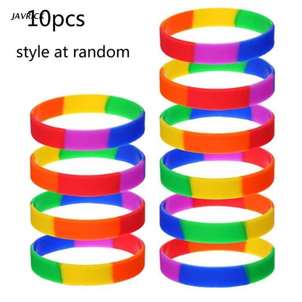 

10pcs rainbow gay & lesbian pride lovers silicone bracelet kit wristband jewelry x5qd bangle, Black