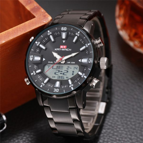 

mens watches sports men's led digital quartz clock waterproof military wrist watch black, Slivery;brown