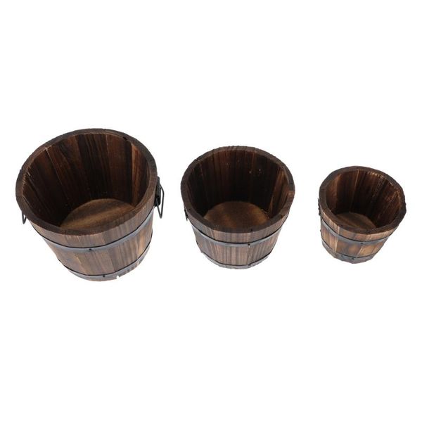 

planters & pots 3pcs wooden flowerpot balcony garden decor flower planting pot