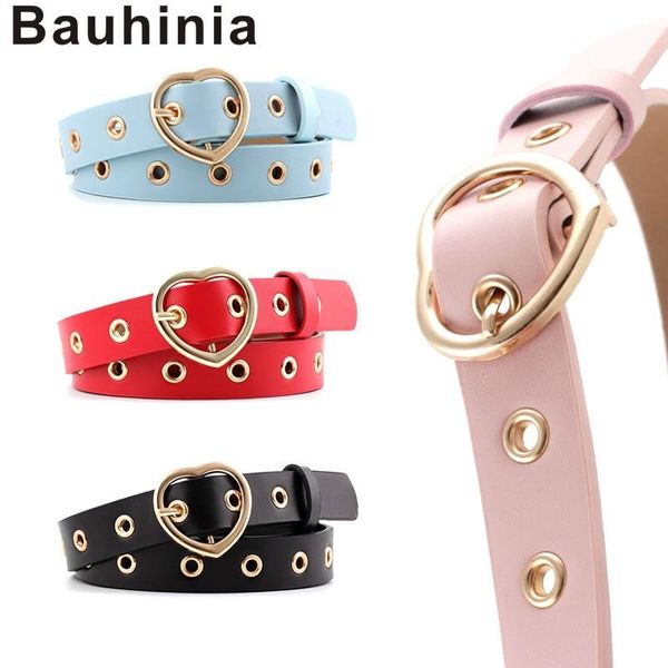 

bauhinia brand peach heart buckle fashion all-match pin ladies love hollow decorative eye belt women belts, Black;brown