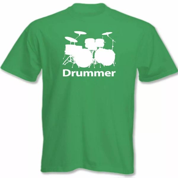 

drummer t-shirt mens funny drumming drums cymbals stick kit, White;black