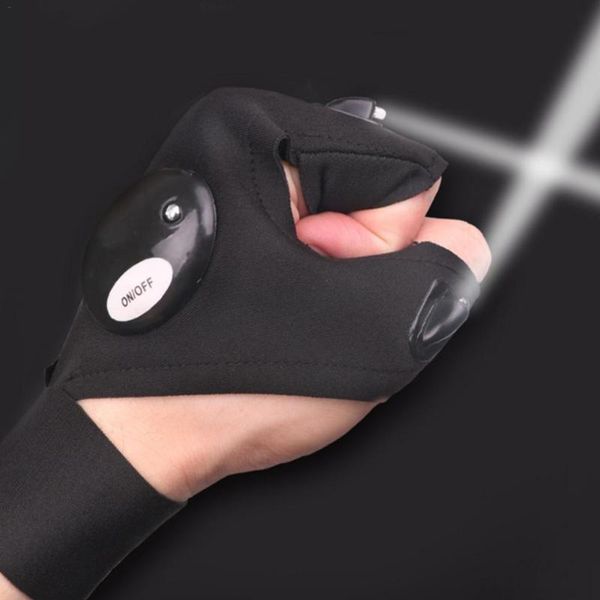 

cycling gloves night light waterproof fishing with led rescue tools outdoor gear practical durable fingerless, Black