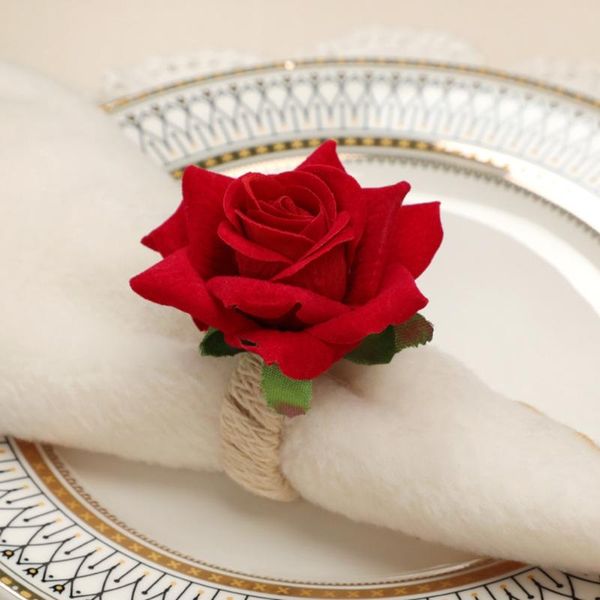 

napkin rings simulation flower decorative ring mouth white red pink navy