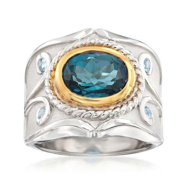 

cluster rings vintage oval crystal for women two-tone gold plated massive wedding women's ring wholesale jewelry accessories lady gifts, Golden;silver