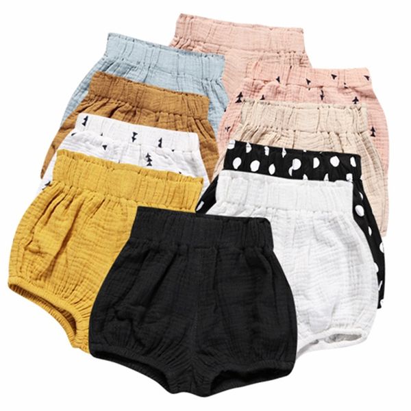 

baby boys girls pp pants summer triangular bread pant shorts kids stripe dot cotton and linen bloomers 2725 y2, Black
