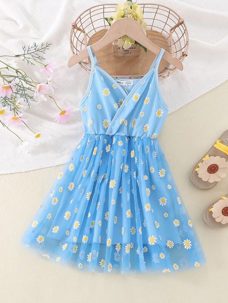 

toddler girls floral print mesh overlay cami dress she, Red;yellow