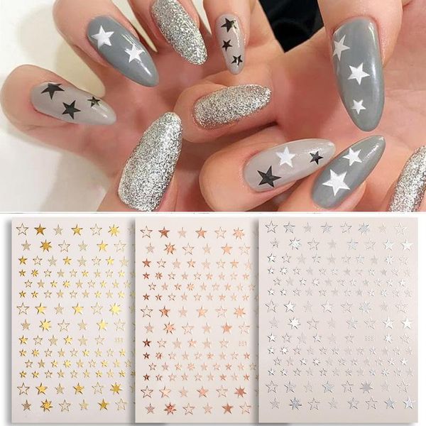 

gift wrap 1pc sliver adhesive decals decoration diy tips accessories gold glitter shiny 3d nail stickers slider stars art transfer