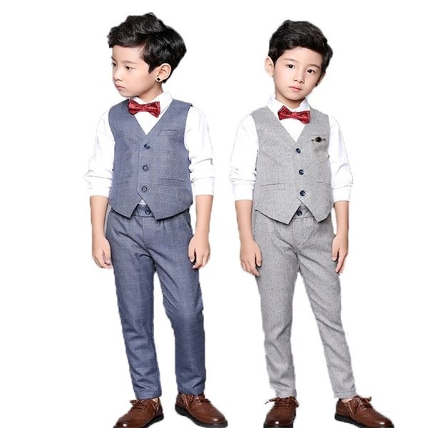 Flower Boys Set di abbigliamento School Kids Wedding Dress Formal Vest Pants 2Pcs Suit Children Birtdahy Prom Ceremony Costume 211104