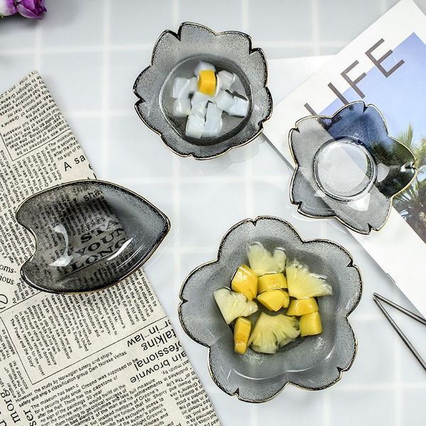 

bowls crystal glass dish creative greyish black dried fruit nordic style home salad dessert bowl tableware japanese other