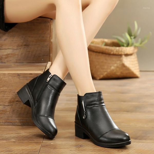 

boots women winter fur warm snow ladies booties ankle boot comfortable shoes plus size casual1, Black