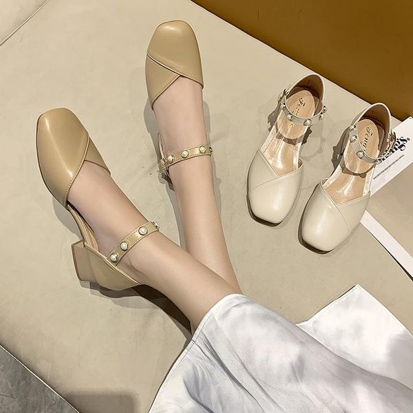 

sandals 2021 summer comfort shoes for women med beige heeled buckle strap medium black closed fashion high block girls