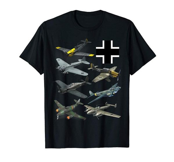 

men's t-shirts german fighter planes ju-87 stuka bf 109 me 262 fw190 t-shirt, White;black