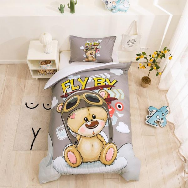

bedding sets kids set cartoon bear 3d printing duvet cover pillowcases for child bedroom fashion quilt roupa de cama solteiro