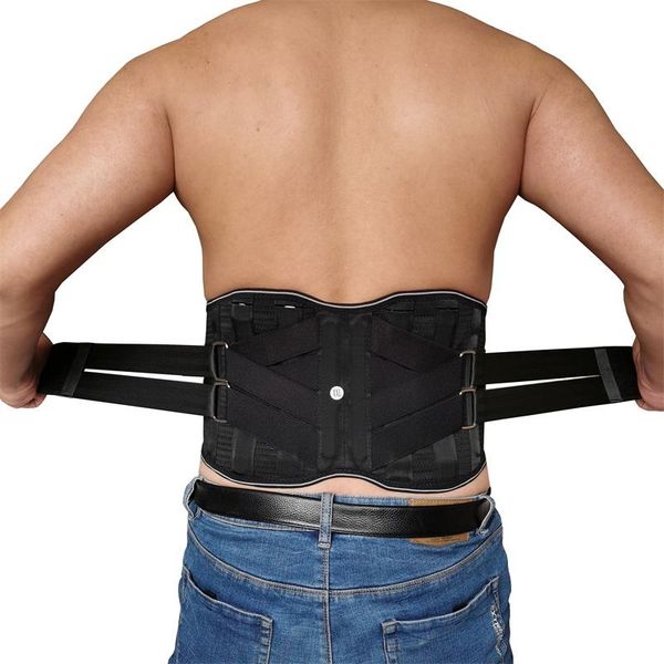 

adjustable tourmaline therapy lumbar support belt brace women men waist back posture corrector corset, Black;gray