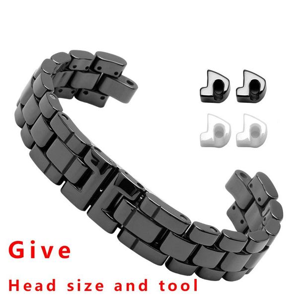 

watch bands pearl ceramic band 7.5mm 6mm black white lovers bracelet replacement strap for j12, Black;brown
