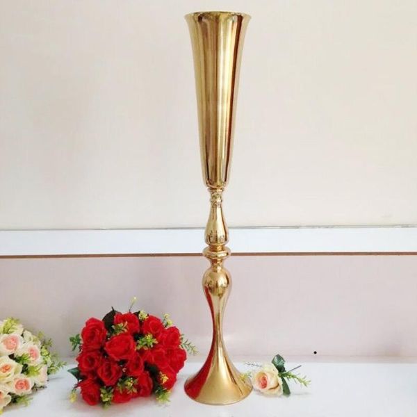 

party decoration style gold iron ostrich feather pot for wedding centerpieces