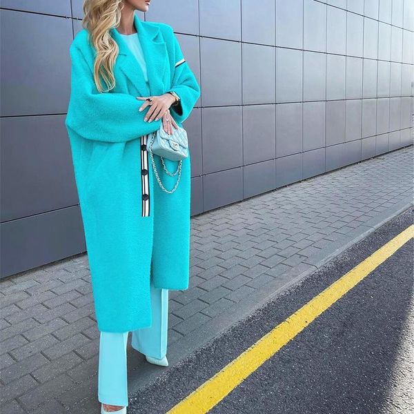 

women's wool & blends cm.yaya women elegant winter autumn long sleeve button up and outcoat, Black