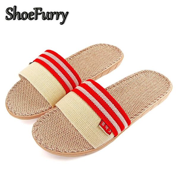 

slippers shoefurry woman flax sandals 2021 summer beach shoes fashion casual home female indoor bedroom slipper, Black