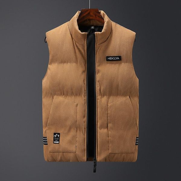 

men's vests plus size vest sleeveless coats men 2021 puffer waistcoat mens stand-up collar zipper winter warm outwear, Black;white