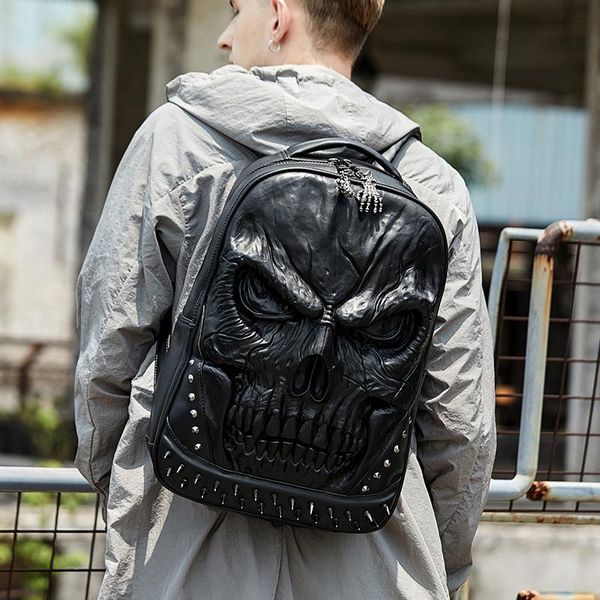 

backpack computer men's 2021 original relief three-dimensional skull wind big grimace